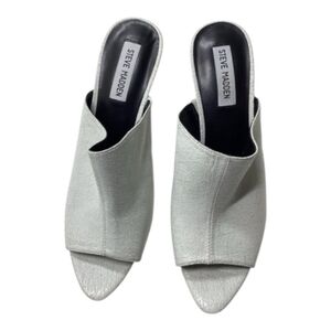 Steve Madden Dayla Peep Toe Mule In White Leather